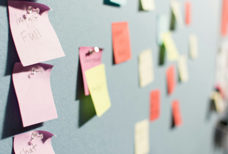 Wall with sticky notes